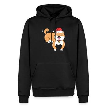 Shiba Inu Japanischer Hund Liebhaber Welpen Pfote Weihnachten - Männer Premium Bio Hoodie - Schwarz - Vorne - Nico (187cm)