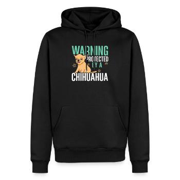 Avertissement protégé par Chihuahua Dog Owner Puppy - Sweat à capuche Premium bio Homme - noir - Devant - Nico (187cm)