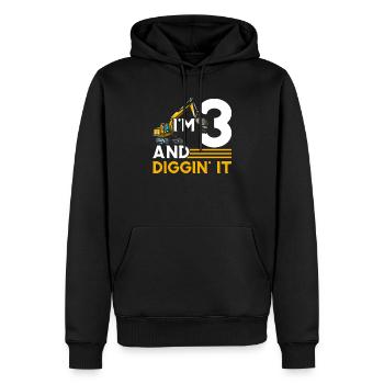 Ich bin 3 und grabe es Bau Geburtstag - Männer Premium Bio Hoodie - Schwarz - Vorne - Nico (187cm)