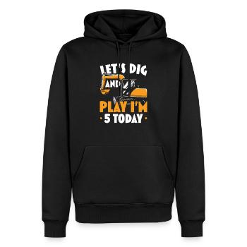 Lass uns graben und spielen Ich bin heute 5 Geburtstag Zelebrant - Männer Premium Bio Hoodie - Schwarz - Vorne - Nico (187cm)