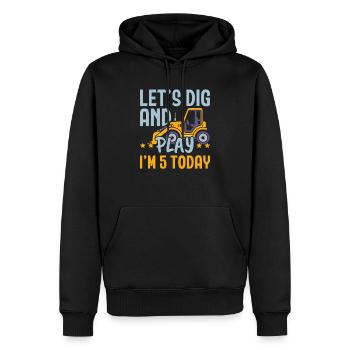 Lass uns graben und spielen Ich bin heute 5 Geburtstag Zelebrant - Männer Premium Bio Hoodie - Schwarz - Vorne - Nico (187cm)