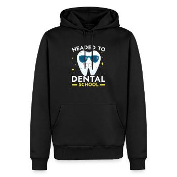 'En route vers l’école dentaire Future Dentistry - Sweat à capuche Premium bio Homme - noir - Devant - Nico (187cm)