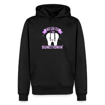 Chaque jour, j’aspire la dentisterie du futur dentiste - Sweat à capuche Premium bio Homme - noir - Devant - Nico (187cm)