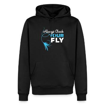 Überprüfen Sie immer Ihren Fliegenfischfischer Fischfänger - Männer Premium Bio Hoodie - Schwarz - Vorne - Nico (187cm)