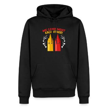 Wir würzen uns gegenseitig Senfmayonnaise - Männer Premium Bio Hoodie - Schwarz - Vorne - Nico (187cm)