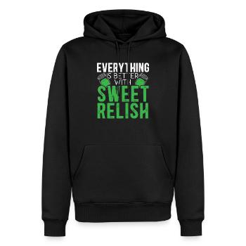 Tout est mieux avec le condiment Sweet Relish - Sweat à capuche Premium bio Homme - noir - Devant - Nico (187cm)