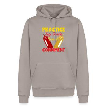 Pratiquez des collations sécuritaires Utilisez un ketchup de condiment - Sweat à capuche Premium bio Homme - taupe - Devant - Nico (187cm)