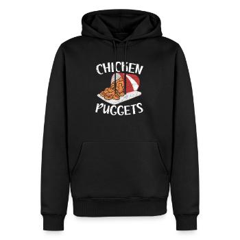 Puggets de poulet Pug Propriétaire de chien Amoureux des chiots Chiot Foodie - Sweat à capuche Premium bio Homme - noir - Devant - Nico (187cm)