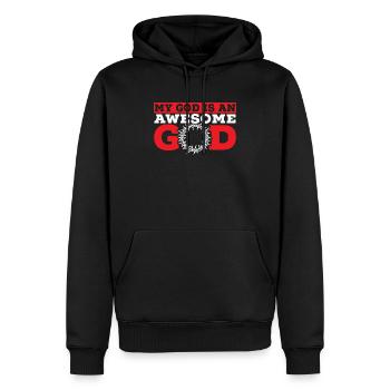 Mon Dieu est un Dieu Génial Pasteur Chrétien - Sweat à capuche Premium bio Homme - noir - Devant - Nico (187cm)