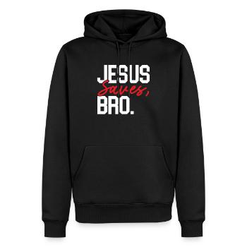 Jésus sauve frère religieux pasteur chrétien - Sweat à capuche Premium bio Homme - noir - Devant - Nico (187cm)