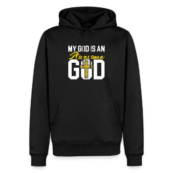 Mon Dieu est un Dieu Génial Pasteur Chrétien - Sweat à capuche Premium bio Homme - noir - Devant - Nico (187cm)