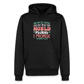Grammaire Police Anglais Professeur d’écriture Apostrophe - Sweat à capuche Premium bio Homme - noir - Devant - Nico (187cm)