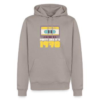Fête comme si c'était en 1970 - Sweat à capuche Premium bio Homme - taupe - Devant - Nico (187cm)