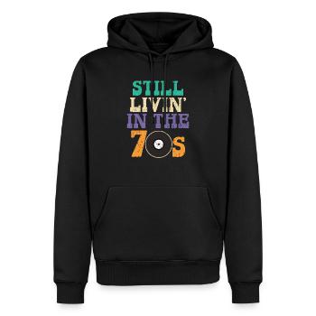 Still Livin' In The 70's 1970 Vintage Party 1970s - Sweat à capuche Premium bio Homme - noir - Devant - Nico (187cm)
