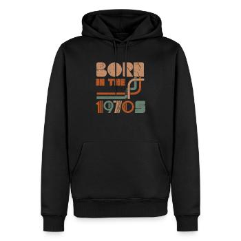 Geboren in der 1970 Vintage Seventies Party 1970er Jahre - Männer Premium Bio Hoodie - Schwarz - Vorne - Nico (187cm)
