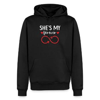 Sie ist meine Ehe zum Hochzeitstag für immer - Männer Premium Bio Hoodie - Schwarz - Vorne - Nico (187cm)