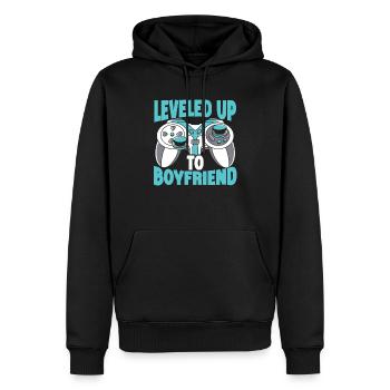 Leveled Up To Boyfriend Couple Valentinstag - Männer Premium Bio Hoodie - Schwarz - Vorne - Nico (187cm)