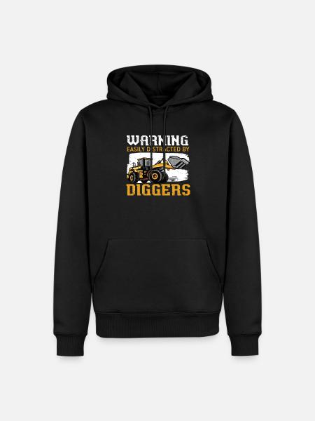 Easily Distracted By Diggers Excavator Vehicle - Men’s Premium Organic Hoodie - black