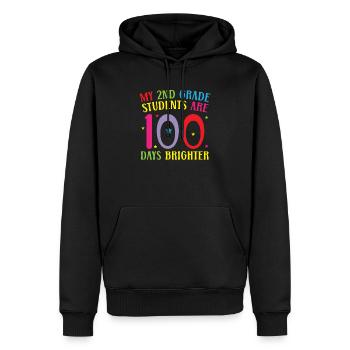 Joyeux professeur de 2e année du 100e jour d’école - Sweat à capuche Premium bio Homme - noir - Devant - Nico (187cm)