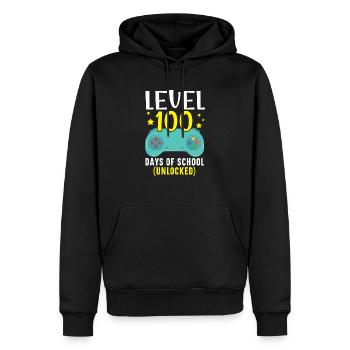Niveau 100 jours d’école débloqué jeu vidéo Gamer - Sweat à capuche Premium bio Homme - noir - Devant - Nico (187cm)