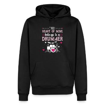 This Heart Of Mine Belongs To A Drummer Valentines - Männer Premium Bio Hoodie - Schwarz - Vorne - Nico (187cm)