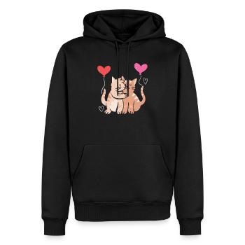 Katzenliebhaber Valentinstag Herztag Amor Liebe - Männer Premium Bio Hoodie - Schwarz - Vorne - Nico (187cm)