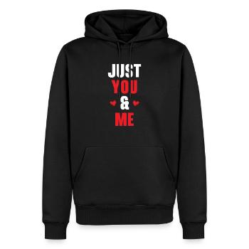 Juste Toi Et Moi Saint Valentin Coeurs Jour Cupidon - Sweat à capuche Premium bio Homme - noir - Devant - Nico (187cm)
