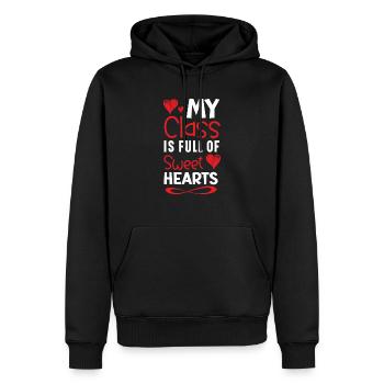 Ma classe est pleine de cœurs doux Saint-Valentin - Sweat à capuche Premium bio Homme - noir - Devant - Nico (187cm)