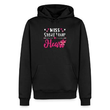 Miss Steal Your Heart Saint Valentin Hearts Day - Sweat à capuche Premium bio Homme - noir - Devant - Nico (187cm)