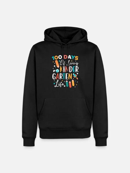 100 Tage Leben Kindergarten Leben Schule - Männer Premium Bio Hoodie - Schwarz