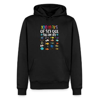 100 Tage Schule geschwommen von Lehrerschüler Fisch - Männer Premium Bio Hoodie - Schwarz - Vorne - Nico (187cm)