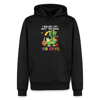 J’ai rugi à travers 100 jours d’école Dino - Sweat à capuche Premium bio Homme - noir - Devant - Nico (187cm)