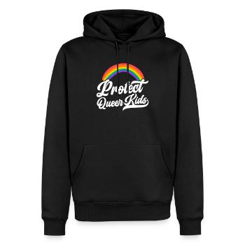 Schützen Sie den Queer Kids Regenbogen-Pride-Monat - Männer Premium Bio Hoodie - Schwarz - Vorne - Nico (187cm)