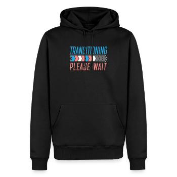 Übergang Bitte warten LGBTQ Pride Transgender - Männer Premium Bio Hoodie - Schwarz - Vorne - Nico (187cm)