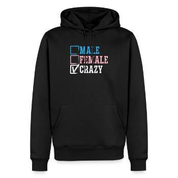 Männlich Weiblich Crazy Rainbow Pride LGBTQ Transgender - Männer Premium Bio Hoodie - Schwarz - Vorne - Nico (187cm)