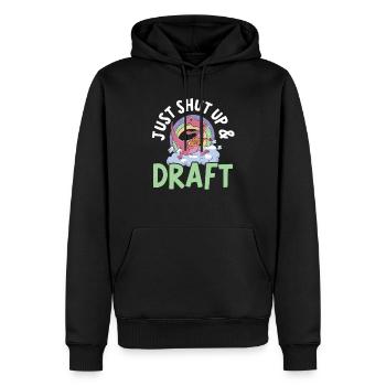 Einfach die Klappe halten und Fantasy Football Sport entwerfen - Männer Premium Bio Hoodie - Schwarz - Vorne - Nico (187cm)