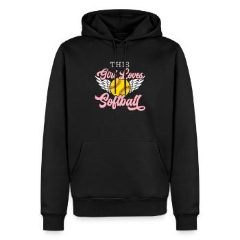 Cette fille aime le joueur de softball Pitcher Catcher - Sweat à capuche Premium bio Homme - noir - Devant - Nico (187cm)