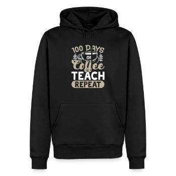 100 Days Of Coffee Teach Repeat 100 Days Of School - Men’s Premium Organic Hoodie - black - Front - Nico (187cm)