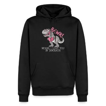 Rawr signifie que je t’aime à la Saint-Valentin des dinosaures - Sweat à capuche Premium bio Homme - noir - Devant - Nico (187cm)