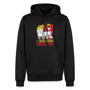 I Choo Choo Choose You Valentines Day Train Lover - Sweat à capuche Premium bio Homme - noir - Devant - Nico (187cm)