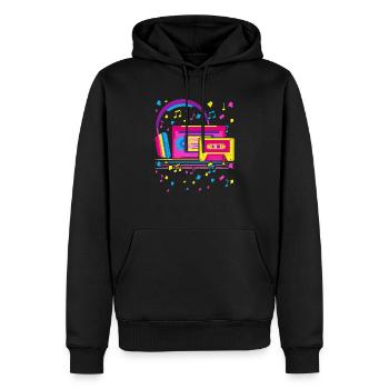 Musicien rétro amateur de musique Journée nationale du rétro - Sweat à capuche Premium bio Homme - noir - Devant - Nico (187cm)