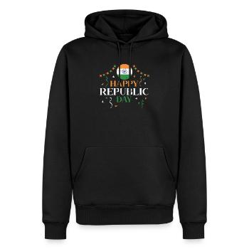 Joyeux Jour de la République Hindustani Inde Drapeau Indien - Sweat à capuche Premium bio Homme - noir - Devant - Nico (187cm)