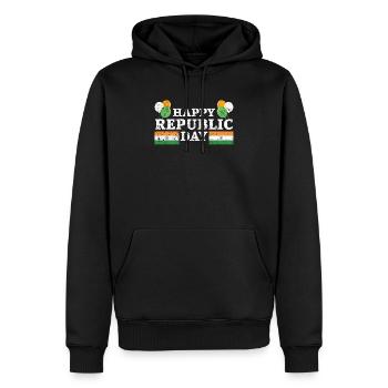 Joyeux Jour de la République Hindustani Inde Drapeau Indien - Sweat à capuche Premium bio Homme - noir - Devant - Nico (187cm)