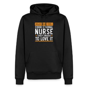 Infirmière correctionnelle Travailleur médical Infirmière pénitentiaire - Sweat à capuche Premium bio Homme - noir - Devant - Nico (187cm)