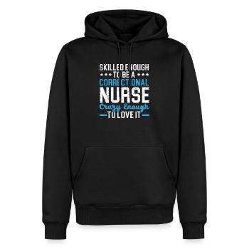 Infirmière correctionnelle Travailleur médical Infirmière pénitentiaire - Sweat à capuche Premium bio Homme - noir - Devant - Nico (187cm)