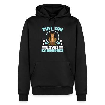 Ce garçon aime les kangourous animaux sauvages Australie - Sweat à capuche Premium bio Homme - noir - Devant - Nico (187cm)