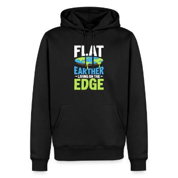 Flat Earther Living On The Edge Flat Earth Society - Sweat à capuche Premium bio Homme - noir - Devant - Nico (187cm)