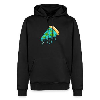 Flat Earth Society Flat Earther Pizza Lover - Sweat à capuche Premium bio Homme - noir - Devant - Nico (187cm)