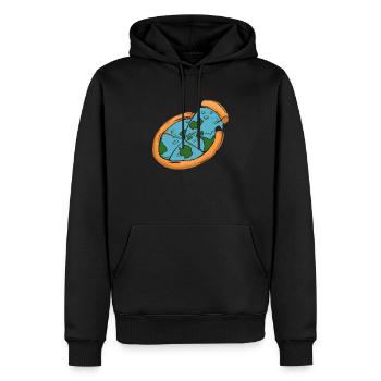 Flat Earth Society Flat Earther Pizza Lover - Sweat à capuche Premium bio Homme - noir - Devant - Nico (187cm)
