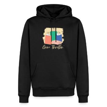 Gone Thriftin' Thrifting Queen Schnäppchenjagd - Männer Premium Bio Hoodie - Schwarz - Vorne - Nico (187cm)